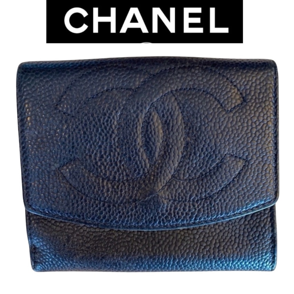 CHANEL Black “CC” Leather Wallet, EUC